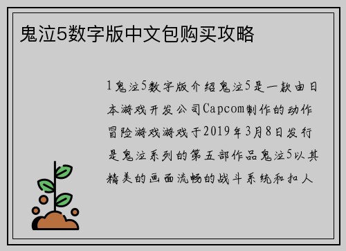 鬼泣5数字版中文包购买攻略